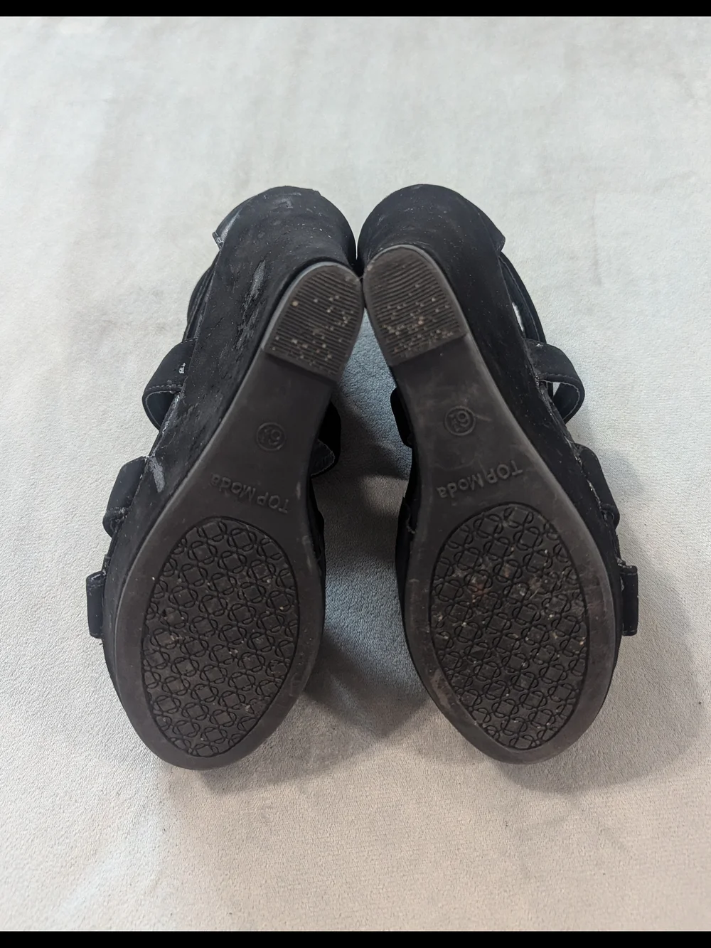 Top Moda Black Faux Suede Wedge Platform Sandals